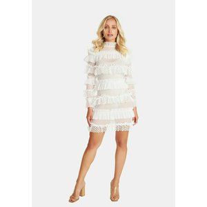 OW Intimates Grace Dress White Lace Ruffle Long Sleeve Sexy S NWT $130